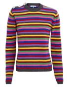 Ganni Striped Cashmere Crewneck Sweater Rainbow Stripe S