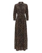 L'agence Cameron Chain Print Shirtdress Black/gold P