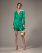 Alexis Komosa Emerald Wrap Mini Dress Emerald Green M