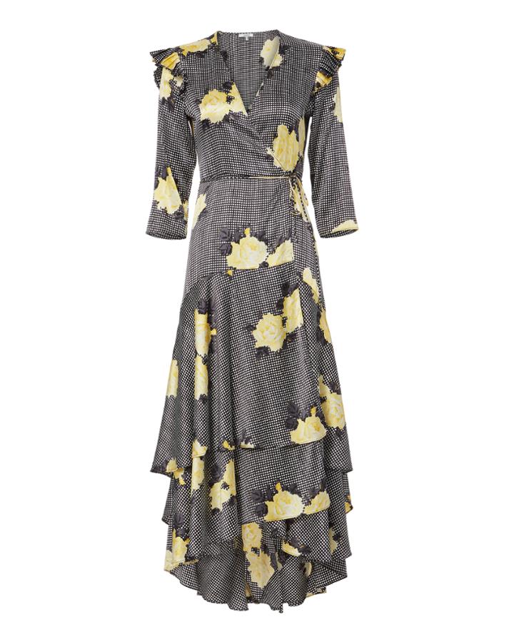 Ganni Calla Wrap Dress Black 34