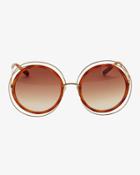 Chloe Carlina Wire Rim/acetate Frame Sunglasses: Gold/brown