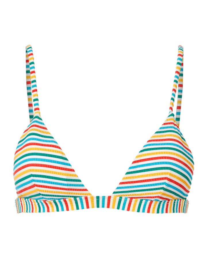 Onia Dani Seersucker Triangle Bikini Top Stripe M