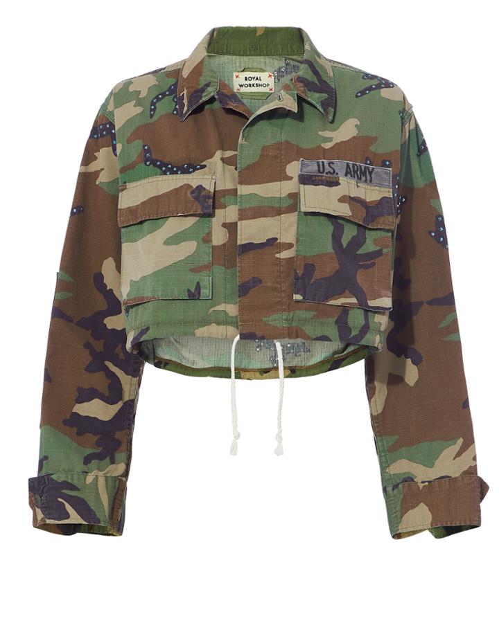 Royal Workshop Janet Lapis Cropped Camo Jacket Multi S