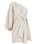 Shona Joy St. Martin One-shoulder Linen Dress Ivory 8