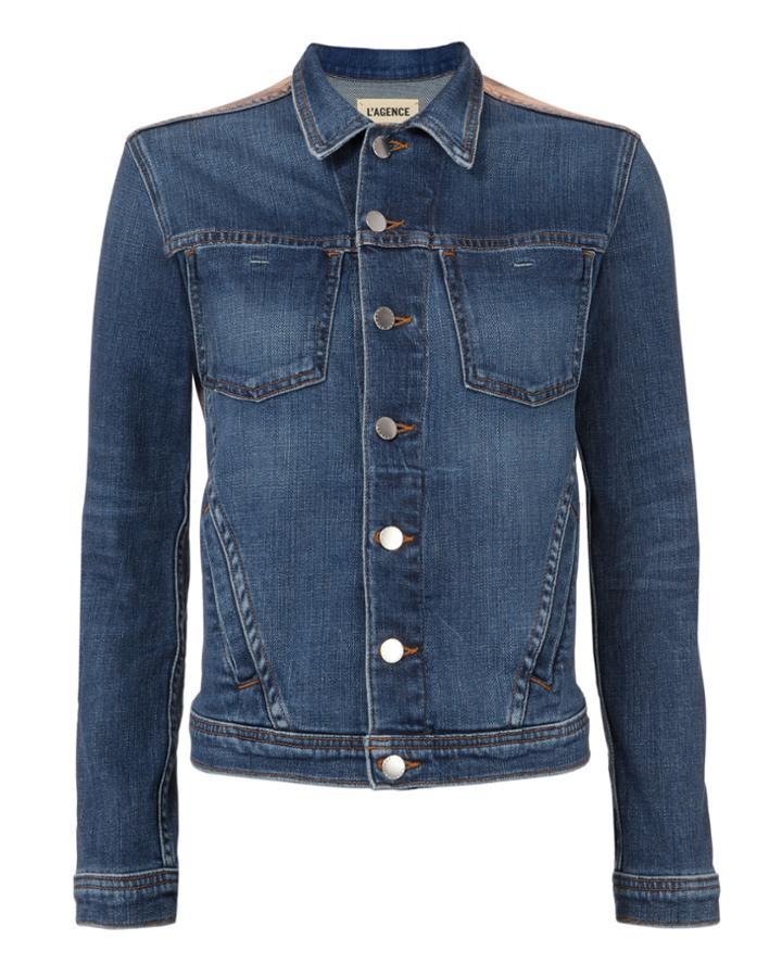 L Agence Denim L'agence Celine Foil Denim Jacket Denim P