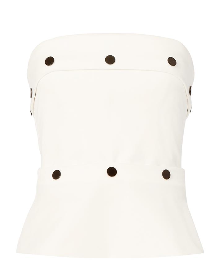 Cushnie Et Ochs Button-detailed Strapless Corset Top White Zero