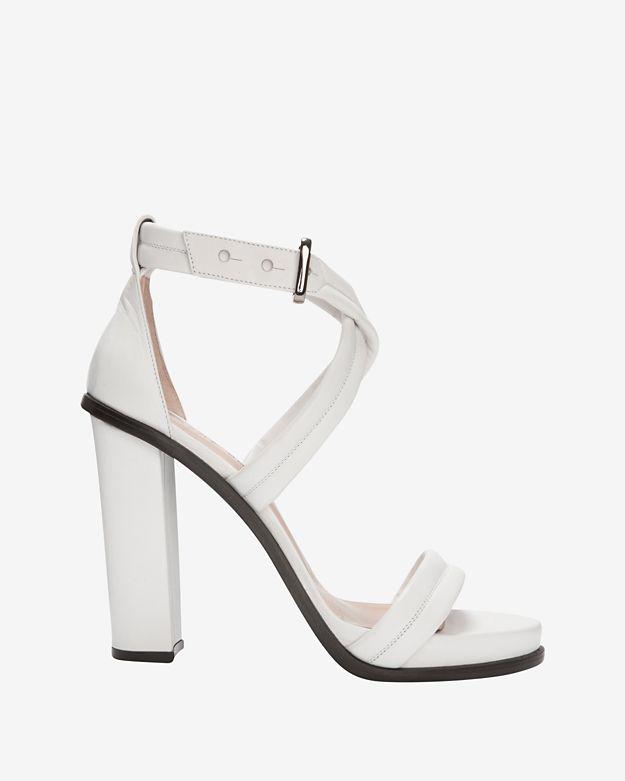 Barbara Bui Cross Strap Chunky Heel Sandal: White