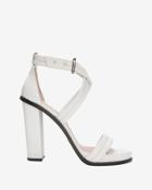Barbara Bui Cross Strap Chunky Heel Sandal: White