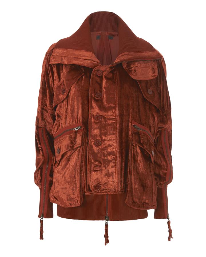 Nicholas K Crimson Velvet Field Bomber