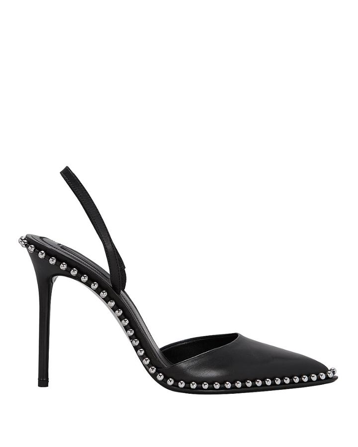 Alexander Wang Rina Studded Slingback Leather Pumps Black 37.5