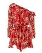 Zimmermann-rtw Zimmermann Iris Corsair One Shoulder Playsuit Print Zero