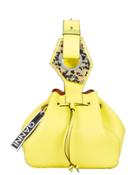 Ganni Bright Yellow Leather Bucket Clutch Bright Yellow Leather 1size