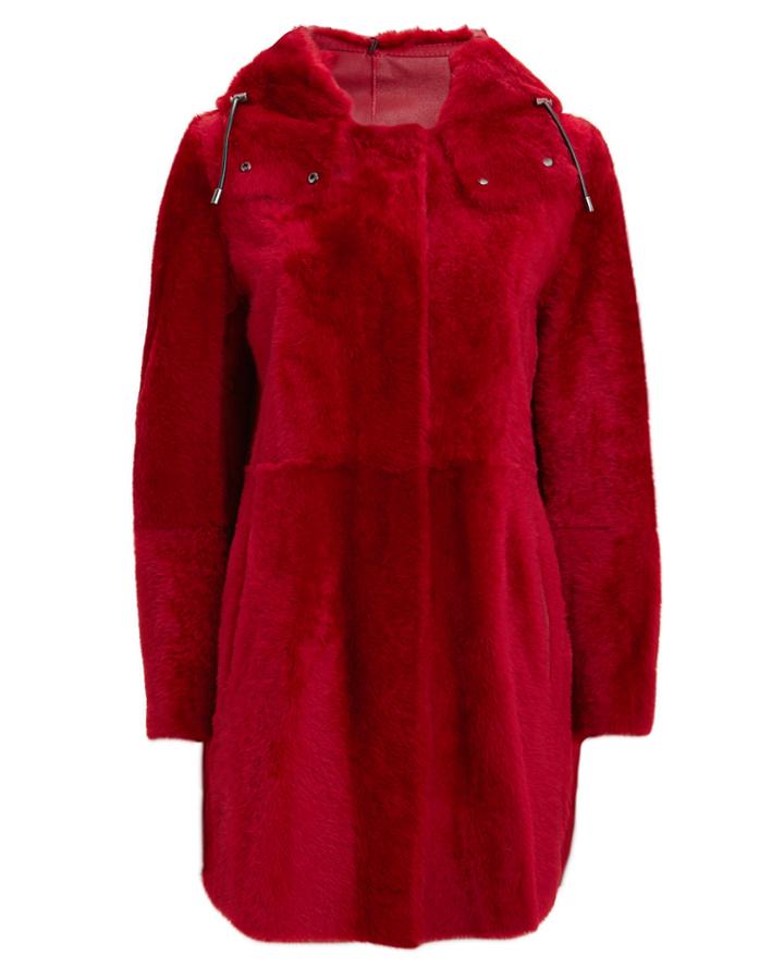 Yves Salomon Reversible Red Parka Red 32
