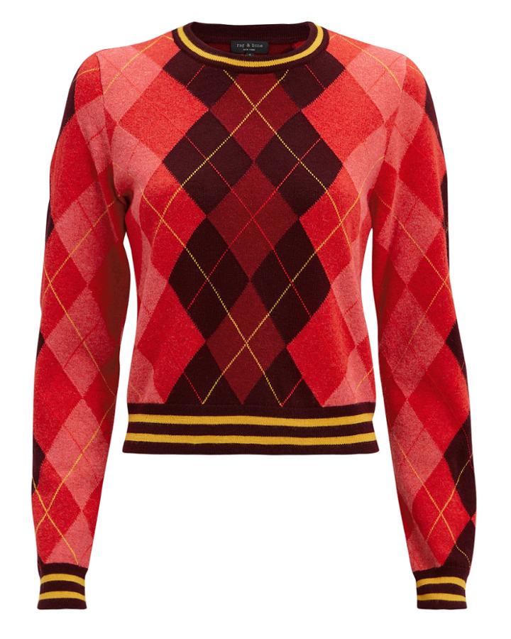 Rag And Bone Rag & Bone Dex Argyle Sweater Red/burgundy/yellow P