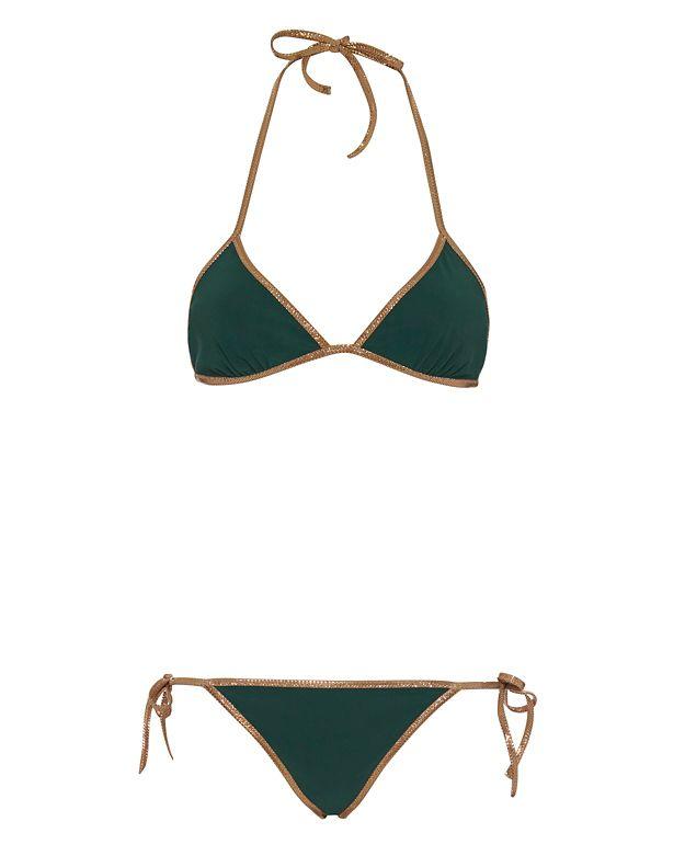 Toshie Hampton Reversible Triangle Bikini: Pink/green
