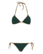 Toshie Hampton Reversible Triangle Bikini: Pink/green