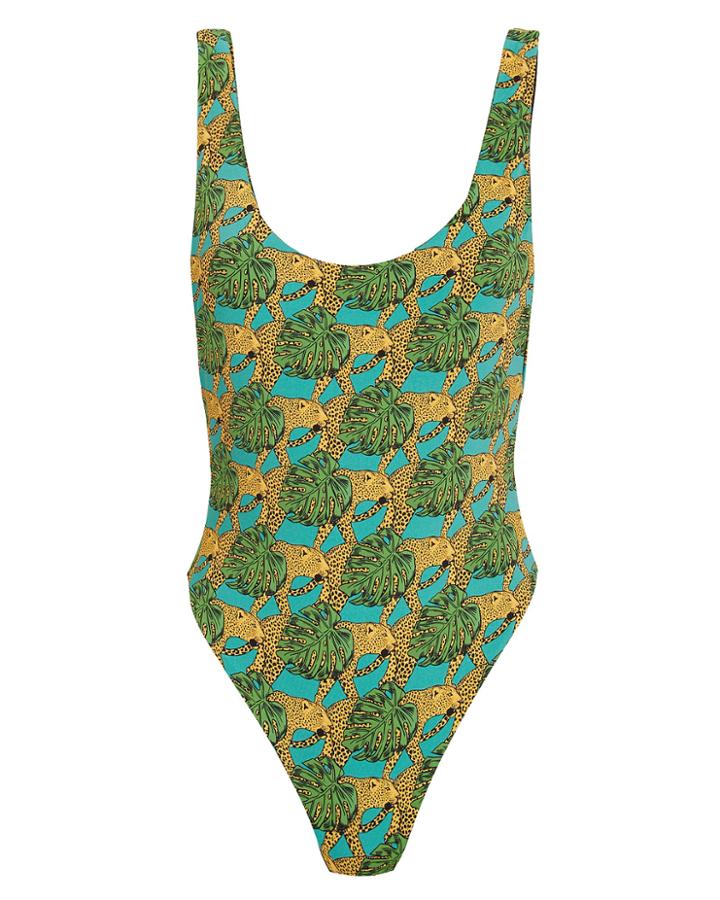 Reina Olga Funky Jungle One Piece Swimsuit Blue/green Animal Print 3
