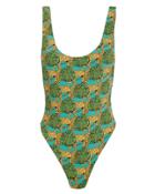 Reina Olga Funky Jungle One Piece Swimsuit Blue/green Animal Print 3
