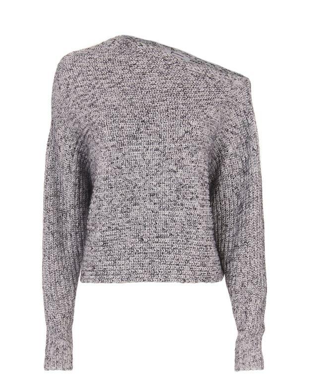 T By Alexander Wang Marled Asymmetric Chunky Pullover