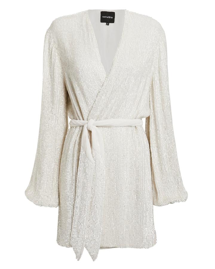 Retrofte Gabrielle White Sequin Mini Dress White M