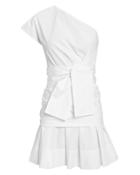Derek Lam 10 Crosby One Shoulder Gathered White Mini Dress White Zero