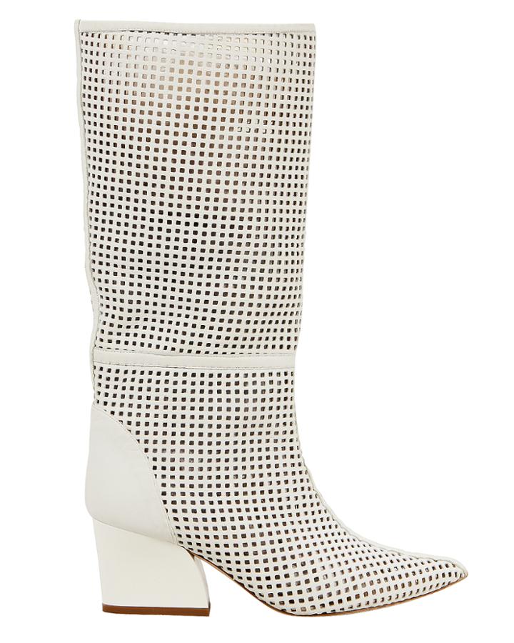 Tibi Luca Cutout White Leather Boots White 37.5