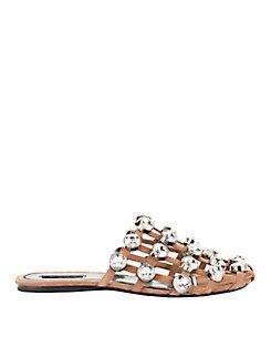 Alexander Wang Amelia Crystal Cage Suede Slippers