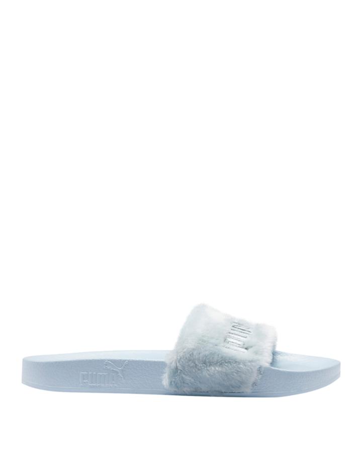 Puma X Fenty By Rihanna Silver Furry Pool Slides