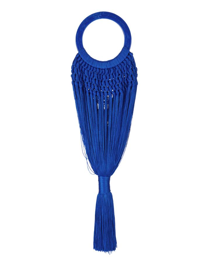 Cult Gaia Cobalt Acrylic Handle Tassel Bag Blue-med 1size
