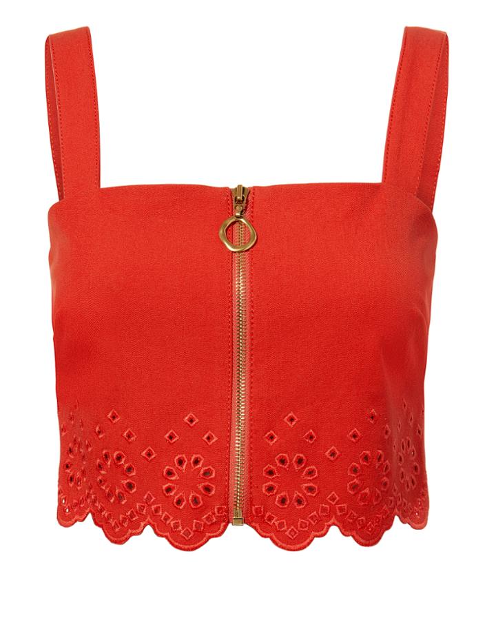 Derek Lam 10 Crosby Red Eyelet Crop Top Red 6