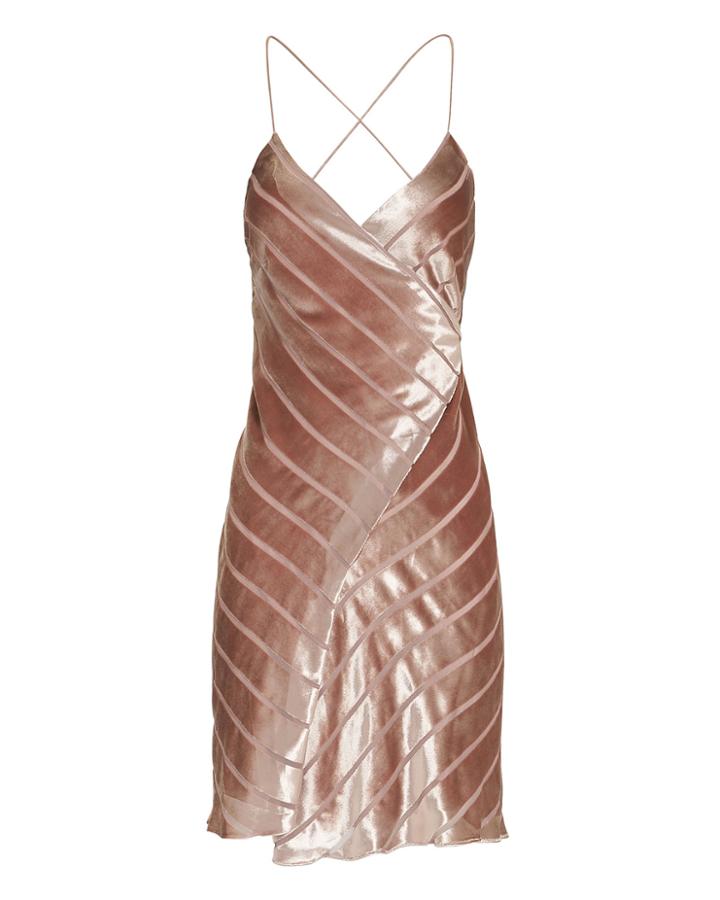 Mason Velvet Stripe Mini Dress Blush Zero