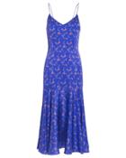 Caroline Constas Kai Satin Floral Slip Dress Blue-med S