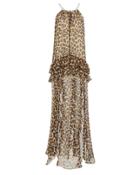 Caroline Constas Isla Silk Leopard Maxi Dress Leopard S