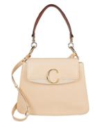 Chloe Chlo C Logo Leather Shoulder Bag Beige 1size