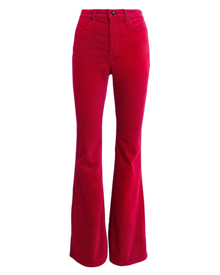Rag And Bone Rag & Bone/jean Bella Red Velvet Flare Pants Red 27