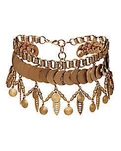 Elizabeth Cole Gold Fringe Collar Necklace