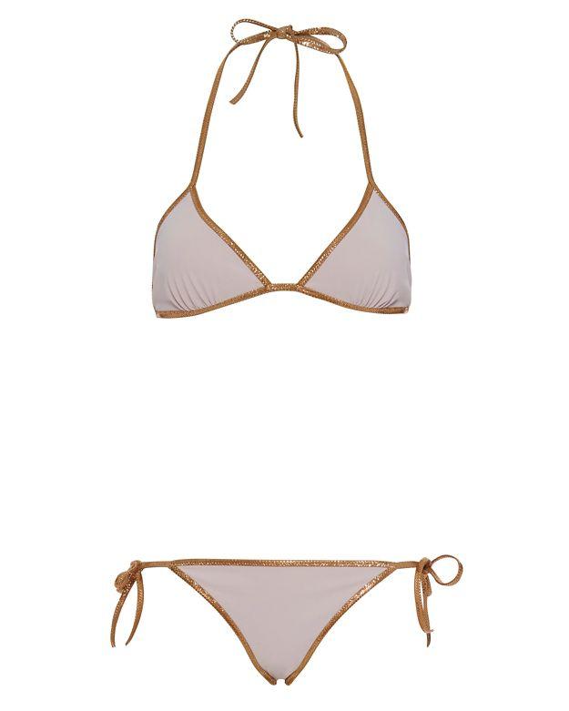 Toshie Hampton Reversible Triangle Bikini: Yellow/grey