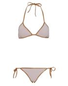Toshie Hampton Reversible Triangle Bikini: Yellow/grey