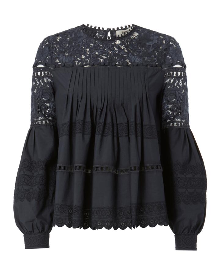 Sea Lace Pleated Blouse