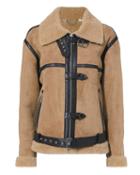 Victoria Victoria Beckham Victoria, Victoria Beckham Shearling Biker Jacket Brown 6