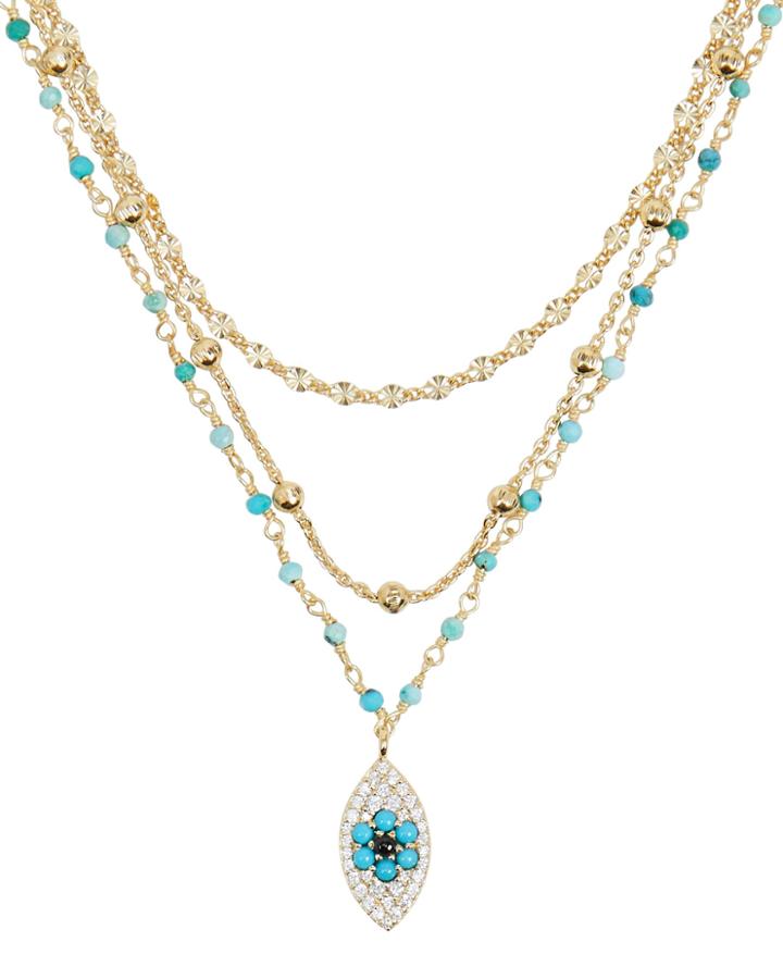 Ela Rae Jewelry Ela Rae Lina Turquoise & Smokey Quartz Chain Necklace Gold/turquoise/smokey Quartz 1size