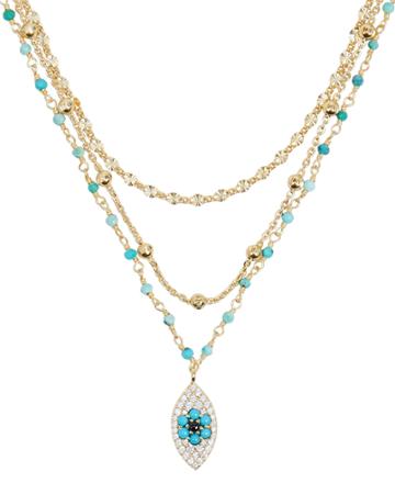 Ela Rae Jewelry Ela Rae Lina Turquoise & Smokey Quartz Chain Necklace Gold/turquoise/smokey Quartz 1size