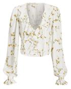 Divine Heritage Floral Ruffle Top Ivory/floral S