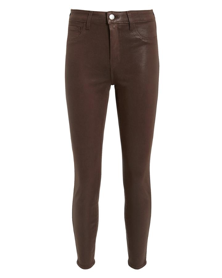 L'agence Margot Cocoa Coated Skinny Jeans Brown 24