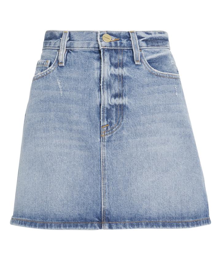 Frame Le Mini Majorelle Denim Skirt Light Blue Denim 30