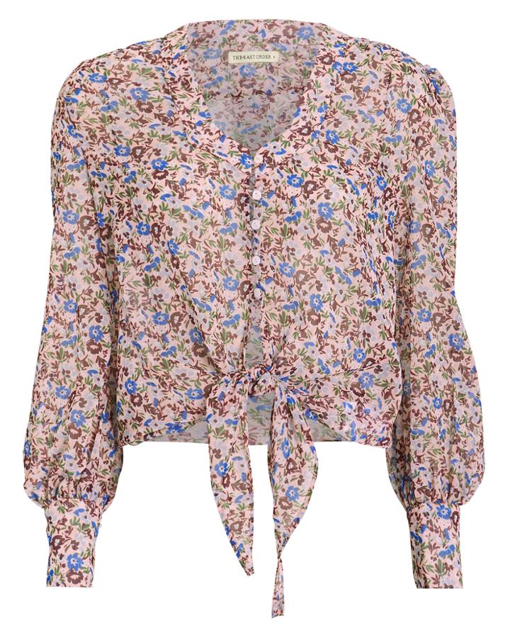 The East Order Sophie Tie Front Blouse Pink/floral L