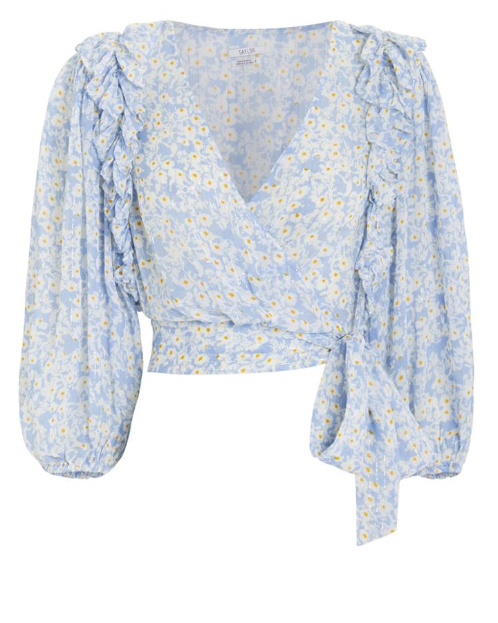 Saylor Tweggy Wrap Blouse Blue/floral P