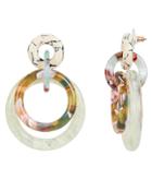 Lele Sadoughi Banded Interlocking Ivory Hoops Ivory/pink/green 1size