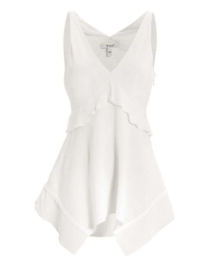 Derek Lam 10 Crosby Ruffle Detail Deep Neck Cami Top White 2