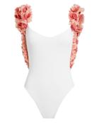 La Reveche Adele Pink Petal White Swimsuit White/pink M
